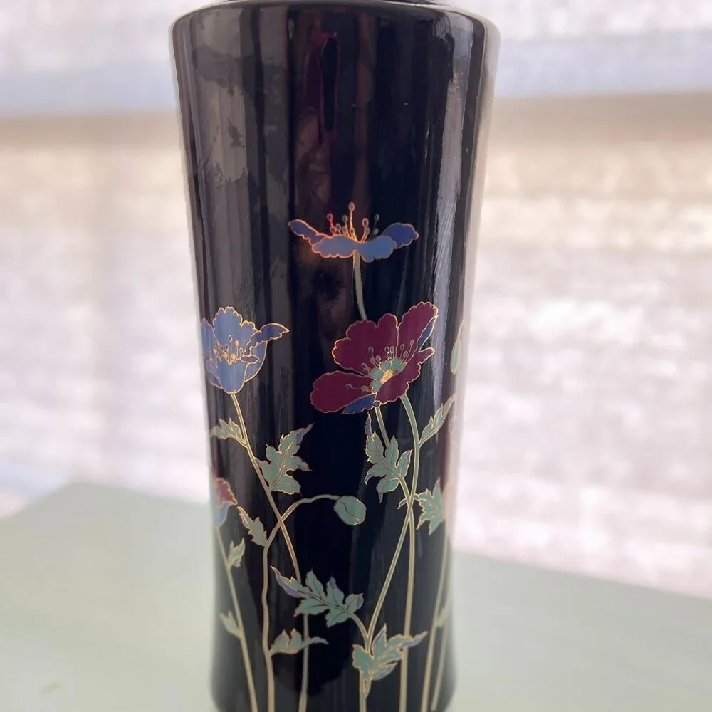 Vintage 1970's Hand Painted Windflower Poppy Vase.
